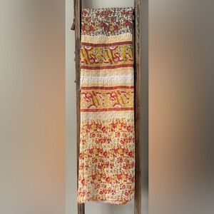 Vintage Indian Kantha Batik Cotton Quilt 71” x 85”